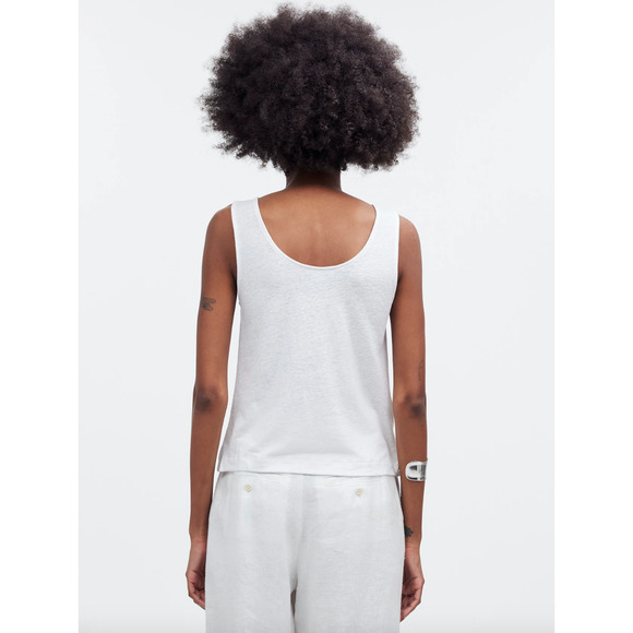 Madewell Knotted Strap Tank Top Linen Blend Lightweight Relaxed Purple L NWT - Picture 3 of 11